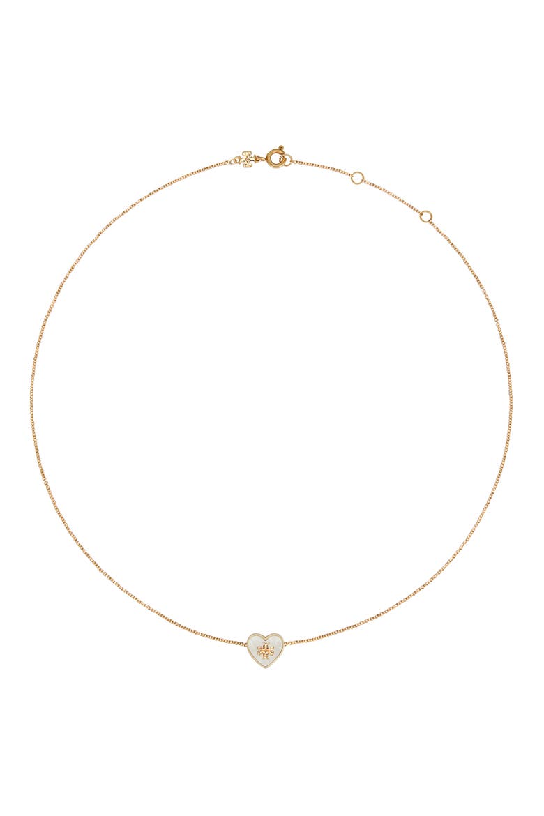 Kira Heart Pendant Necklace, Main, color, TORY GOLD / MOTHER OF PEARL