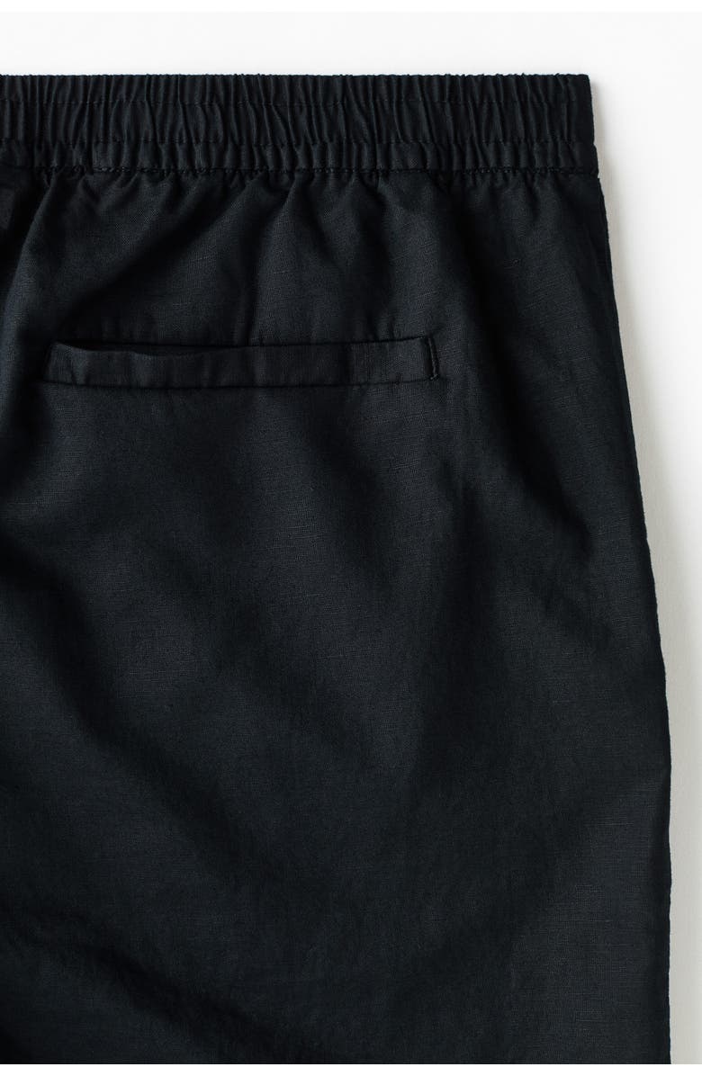 H&M Regular Fit Linen-blend Shorts, Alternate, color, Black