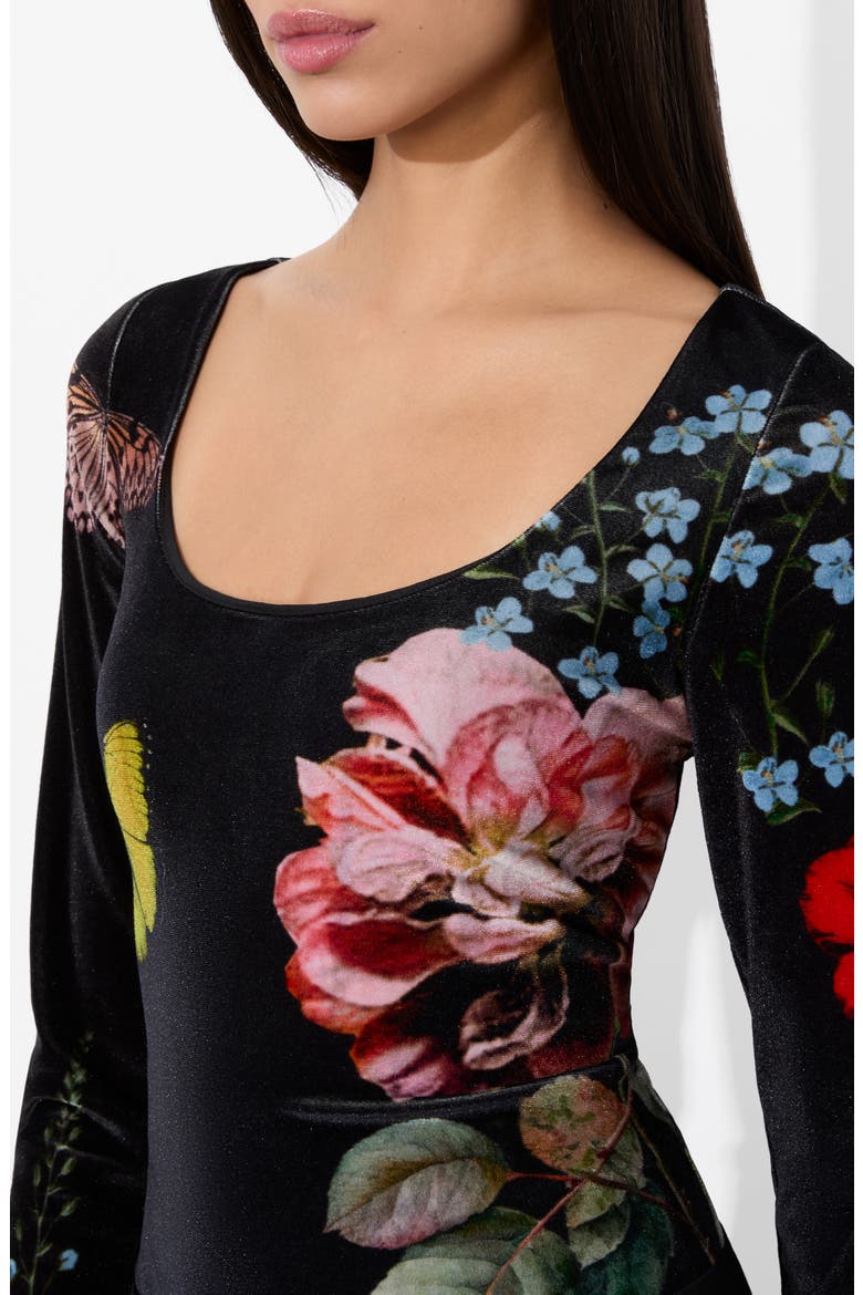 Delaina Floral & Butterfly Print Scoop Neck Top, Alternate, color, IN THE WIND FLORAL