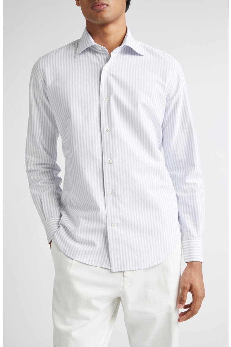 Stripe Brushed Oxford Button-Up Shirt, Main, color, 08 ZUCCHERO