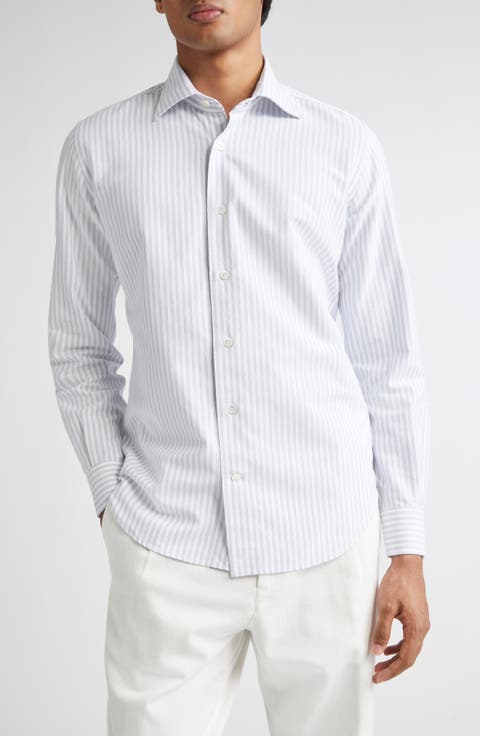 Stripe Brushed Oxford Button-Up Shirt