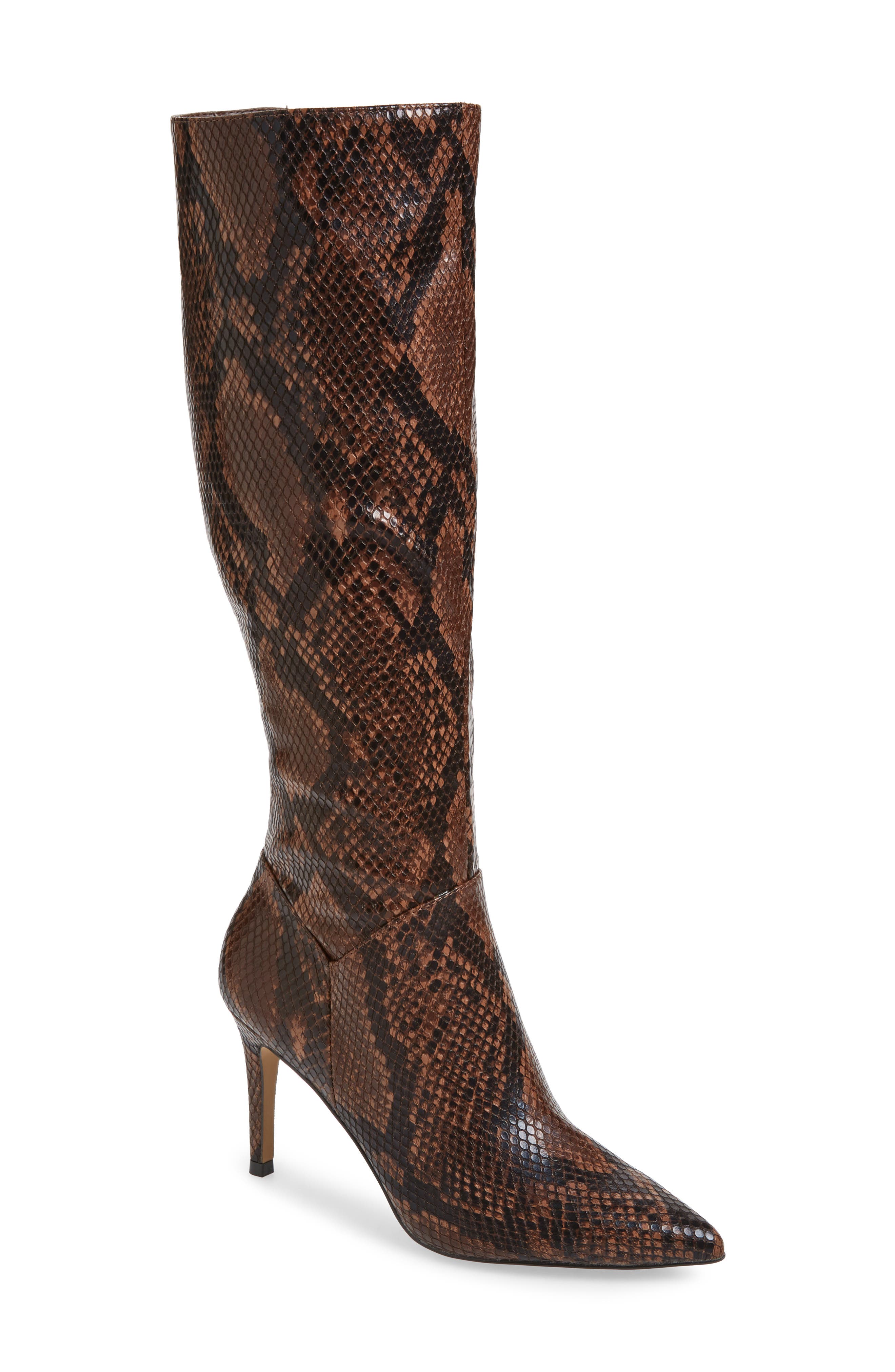 Kinga Knee High Boot, Main, color, BROWN SNAKE PRINT