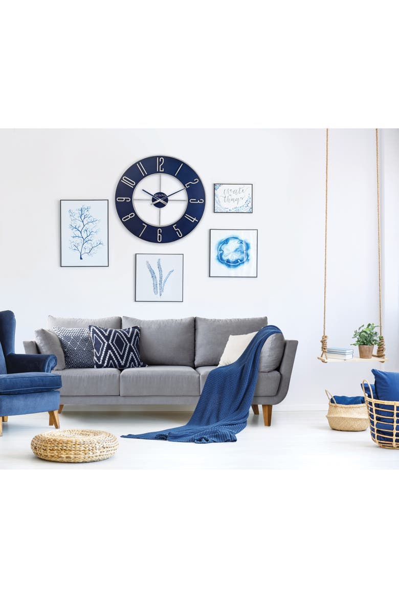 The Blue Steel Oversized 27" Diameter Wall Clock, Alternate, color, Blue