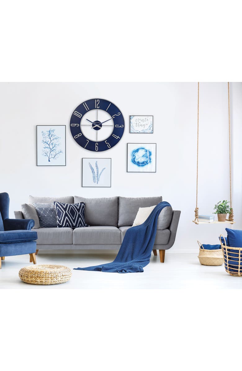 Bulova Clocks The Blue Steel Oversized 27" Diameter Wall Clock, Alternate, color, Blue