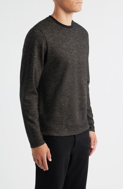 Robert Barakett Emmanuel Long Sleeve Cotton & Wool Crewneck T-shirt In Brown