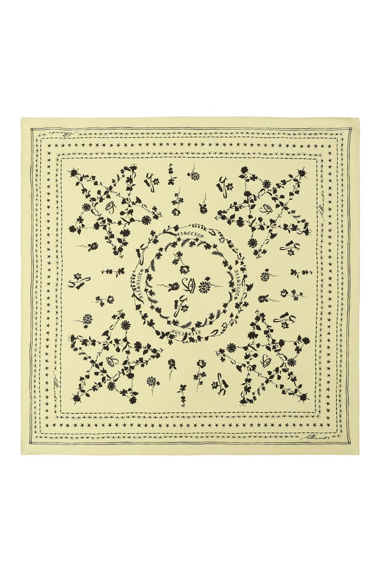 Fleur De Lis Silk Bandana, Alternate, color, HAY YELLOW