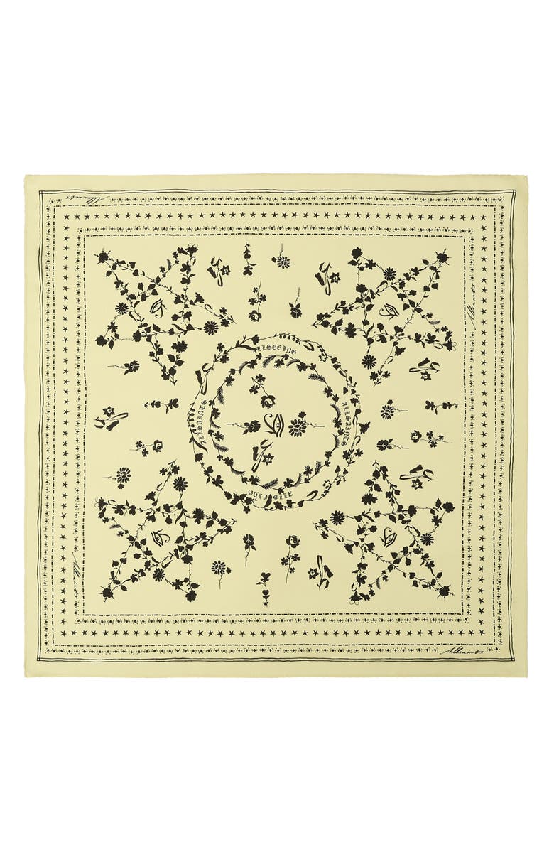 AllSaints Fleur De Lis Silk Bandana, Alternate, color, Hay Yellow