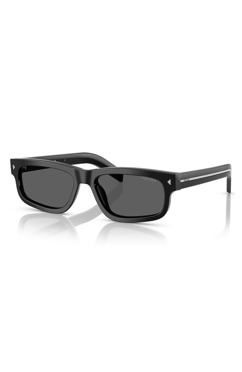 Prada 57mm Rectangular Sunglasses, Alternate, color, Dark Grey