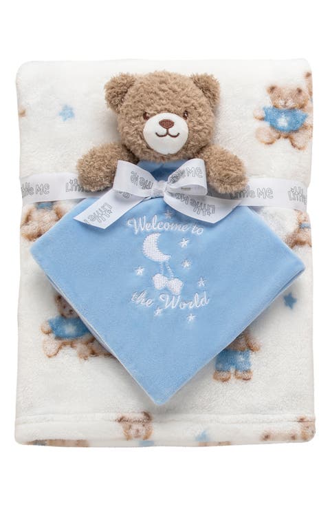 Bear Plush Blanket & Security Blanket Set