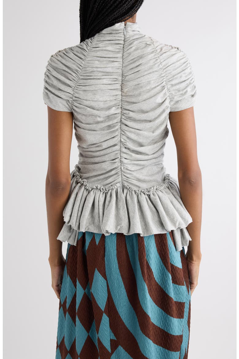 Ruffled Cotton Jersey Top, Alternate, color, GREY MELANGE