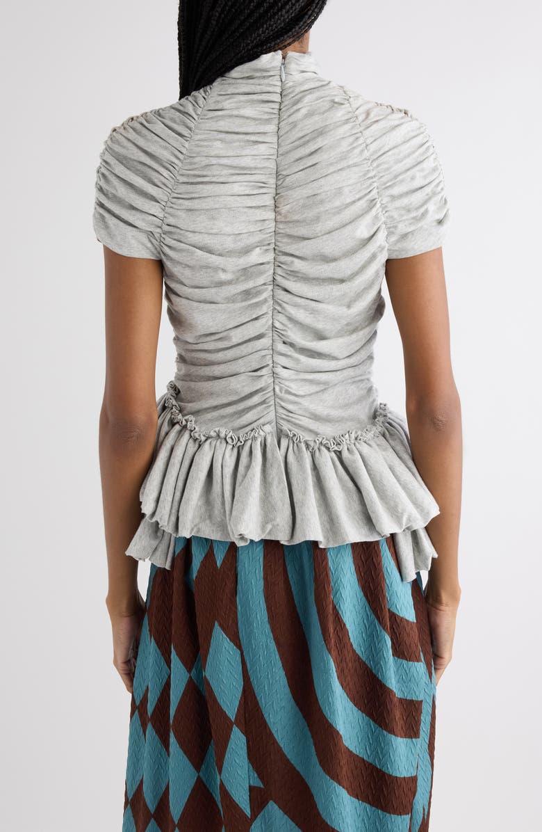 Dries Van Noten Ruffled Cotton Jersey Top, Alternate, color, Grey Melange