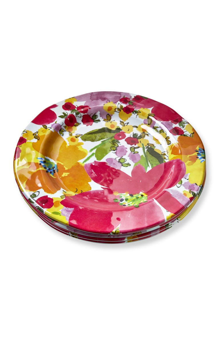 tag Springtime Floral Melamine Dinner Plates Set of Four Multicolor, Main, color, Multicolored