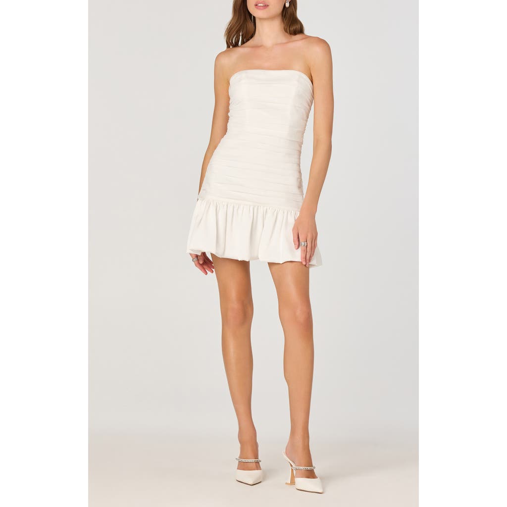 Astr The Label Bubble Hem Strapless Minidress In White