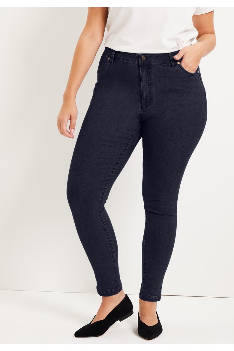 Curvie Fit Skinny Jeans, Alternate, color, DARK BLUE
