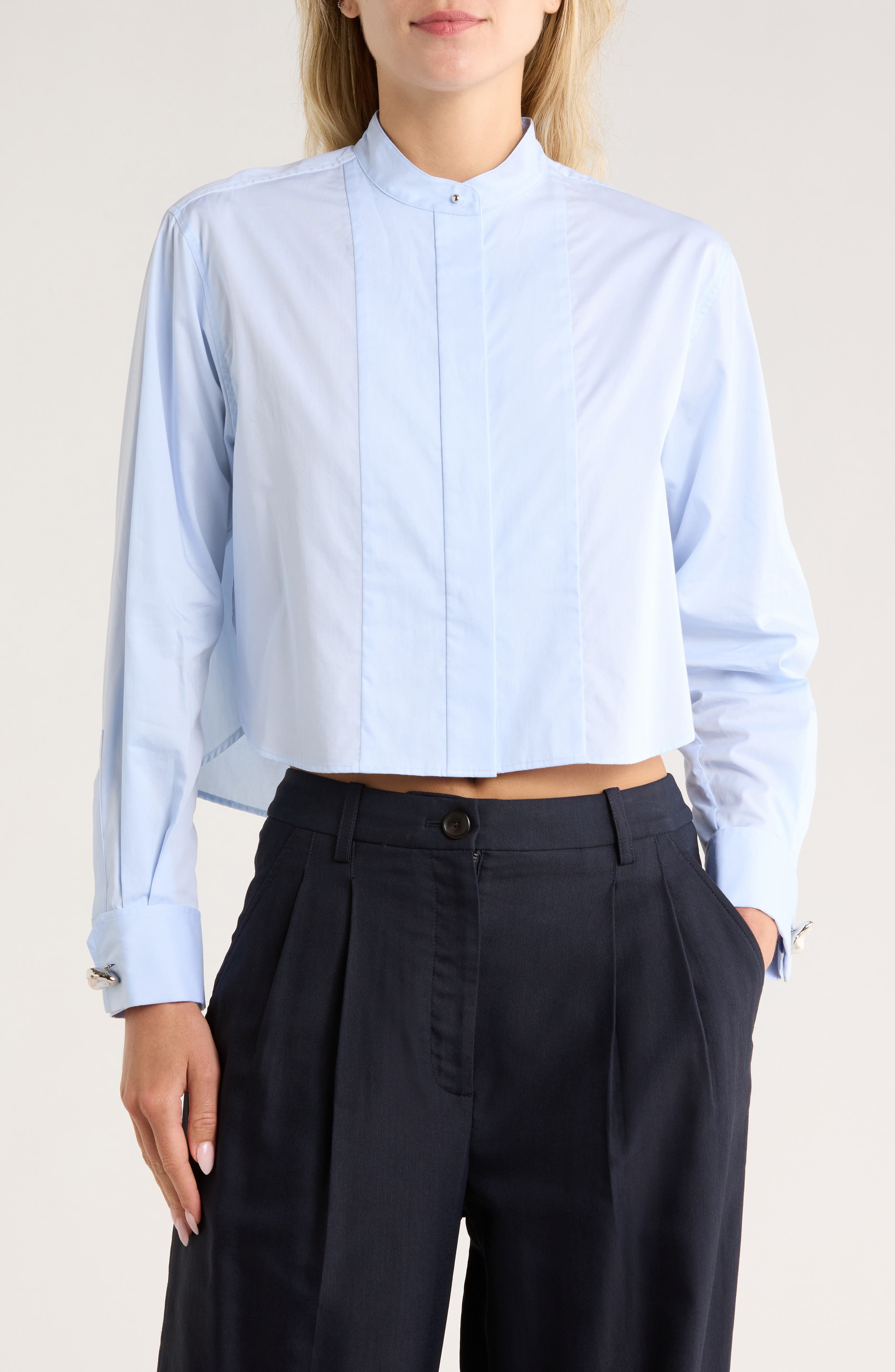 A.L.C. Kat Crop Button-Up Shirt