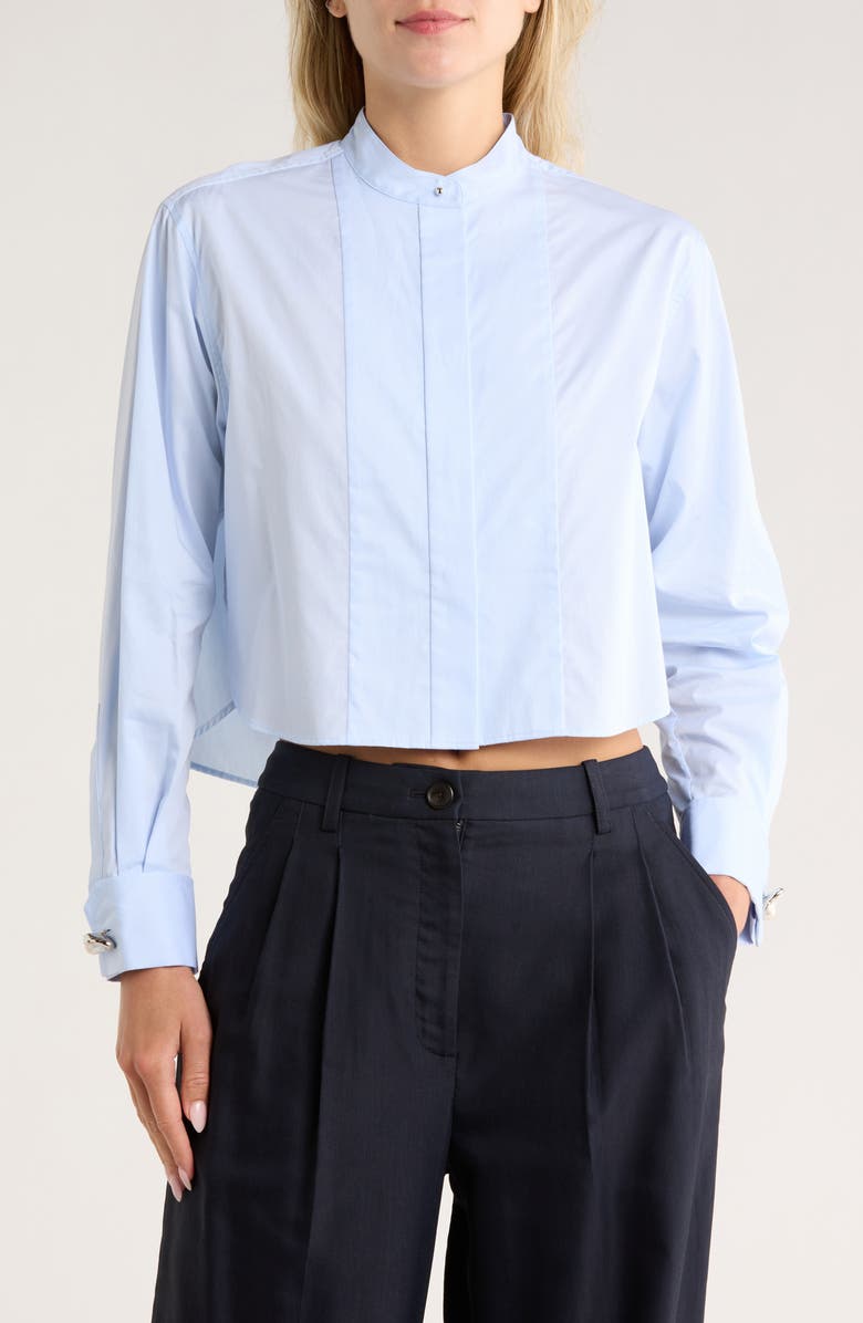 A.L.C. Kat Crop Button-Up Shirt, Main, color, Ice Water