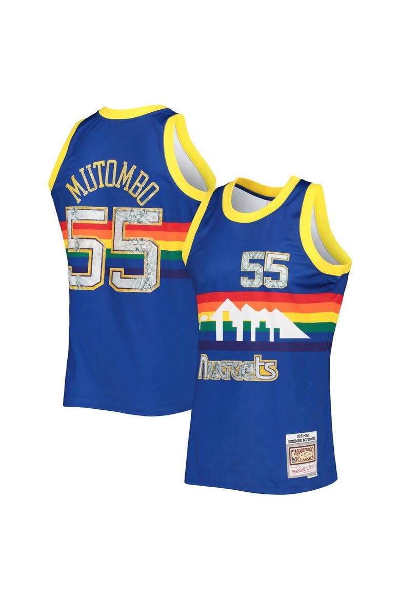 Men's Mitchell & Ness Dikembe Mutombo Royal Denver Nuggets 1996/97 Hardwood Classics NBA 75th Anniversary Diamond Swingman Jersey, Main, color, Royal