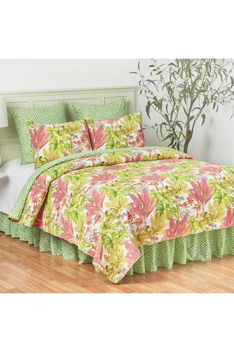Moana Tropical Cotton Quilt Set  - Reversible and Machine Washable, Alternate, color, Green