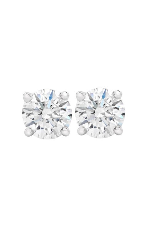 3/4ct Diamond Studs Round Cut With Screw Backs 14K Gold Lab Created