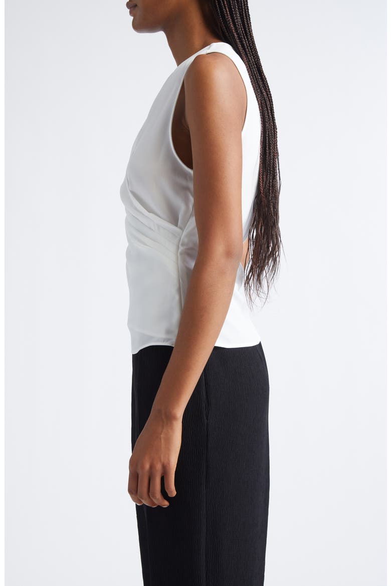 Ruched Sleeveless Wrap Top, Alternate, color, SOLID WHITE