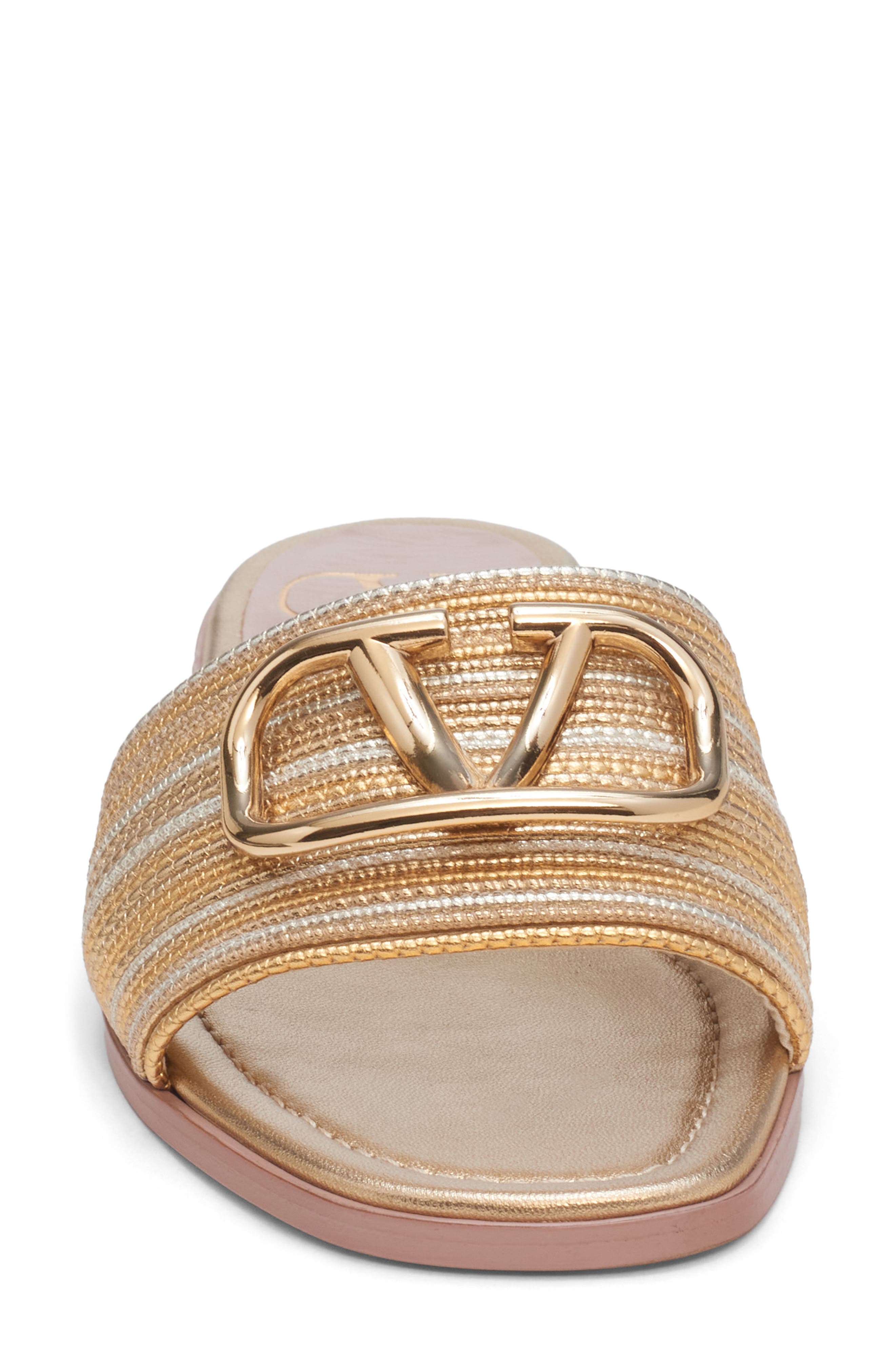 Valentino Garavani VLOGO Signature Slide Sandal, Alternate, color, Star Gold Multicolor
