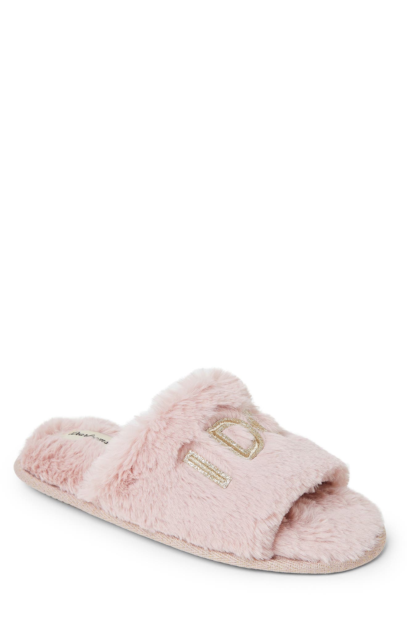 Novelty Faux Fur Bridal Slide, Alternate, color, PALE MAUVE