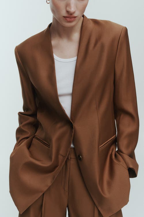 H&M Lapelless Blazer in Brown at Nordstrom, Size Xx-Large