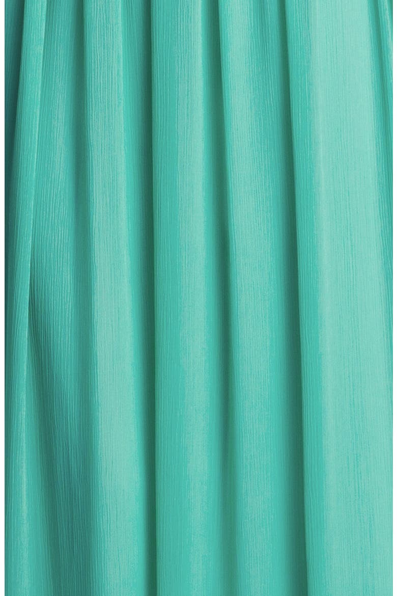 Lace Detail Crinkled Chiffon Gown, Alternate, color, AQUAMARINE