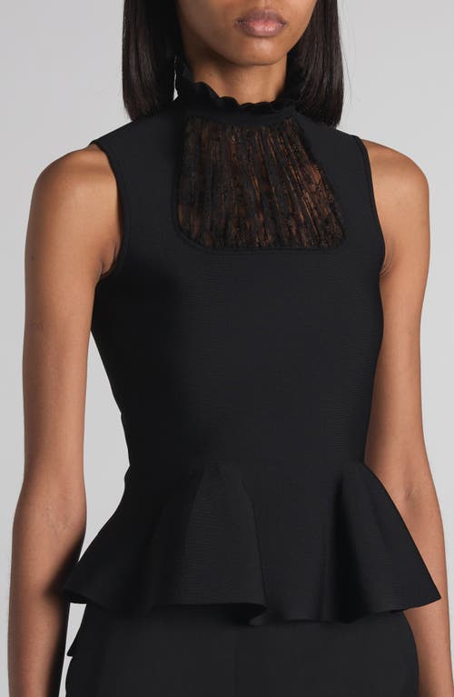 Alexander Mcqueen Mcqueen Lace Panel Sleeveless Peplum Top In Black