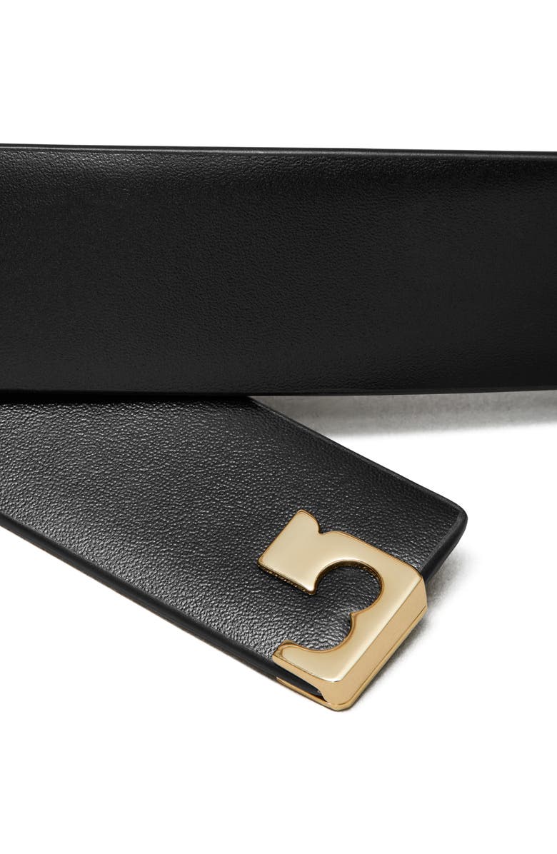 Tory Burch Gigi Leather Belt, Alternate, color, Black / Gold