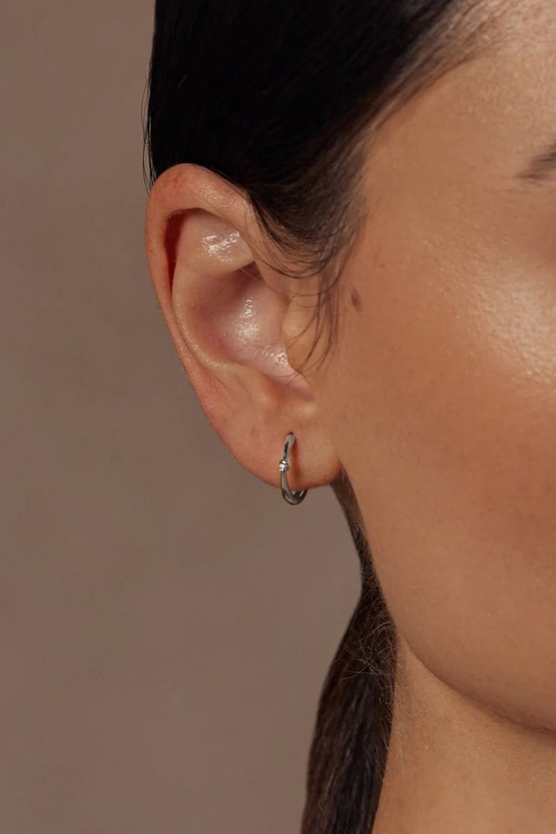 Sterling Silver 18k Gold Plated Hannah Hoops Classic Dainty, Alternate, color, Silver