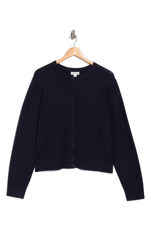 Nordstrom Rack Crewneck Button Front Cardigan In Blue