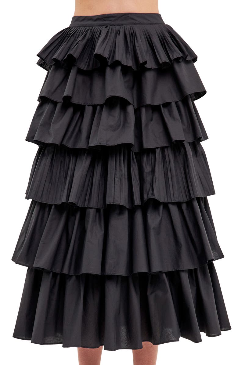 English Factory Pleated Tiered Maxi Skirt, Alternate, color,