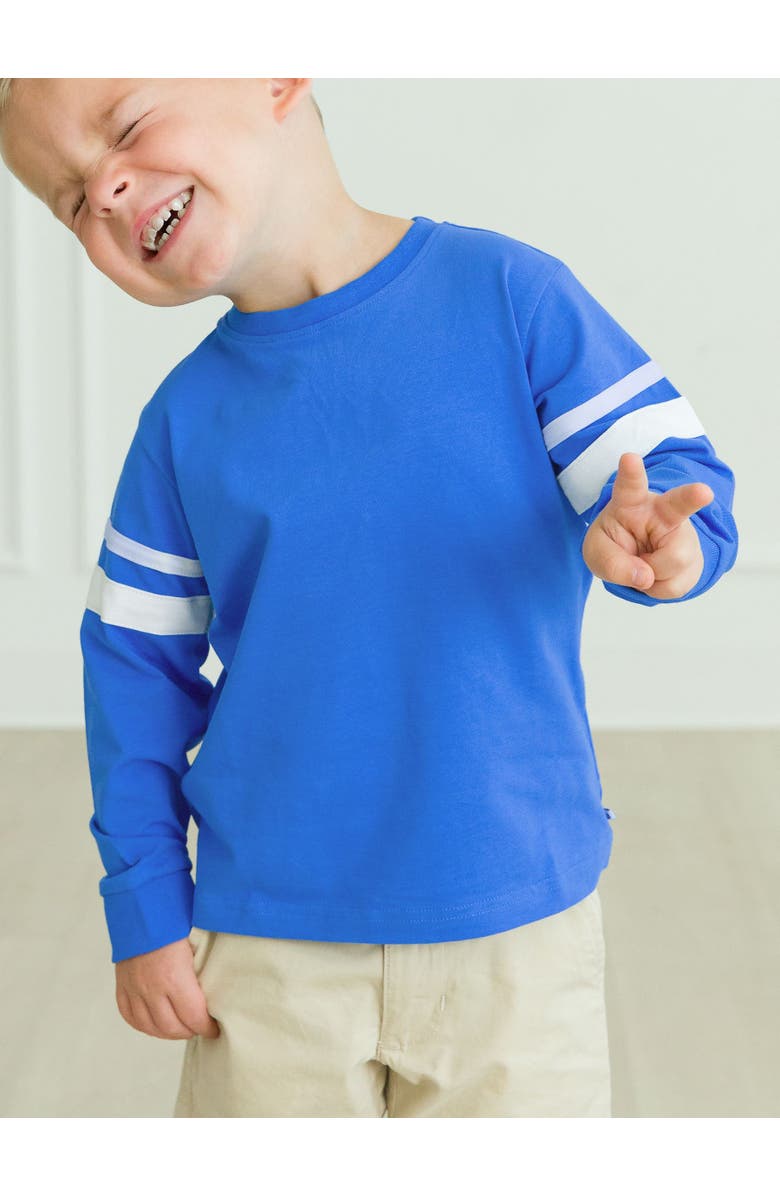 RuffleButts Boys Racing Stripe Long Sleeve Shirt, Alternate, color, 