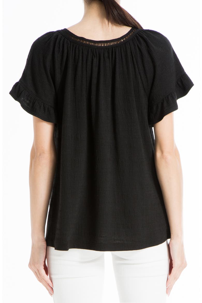 Flutter Sleeve Crochet Top, Alternate, color, BLACK-BLACK