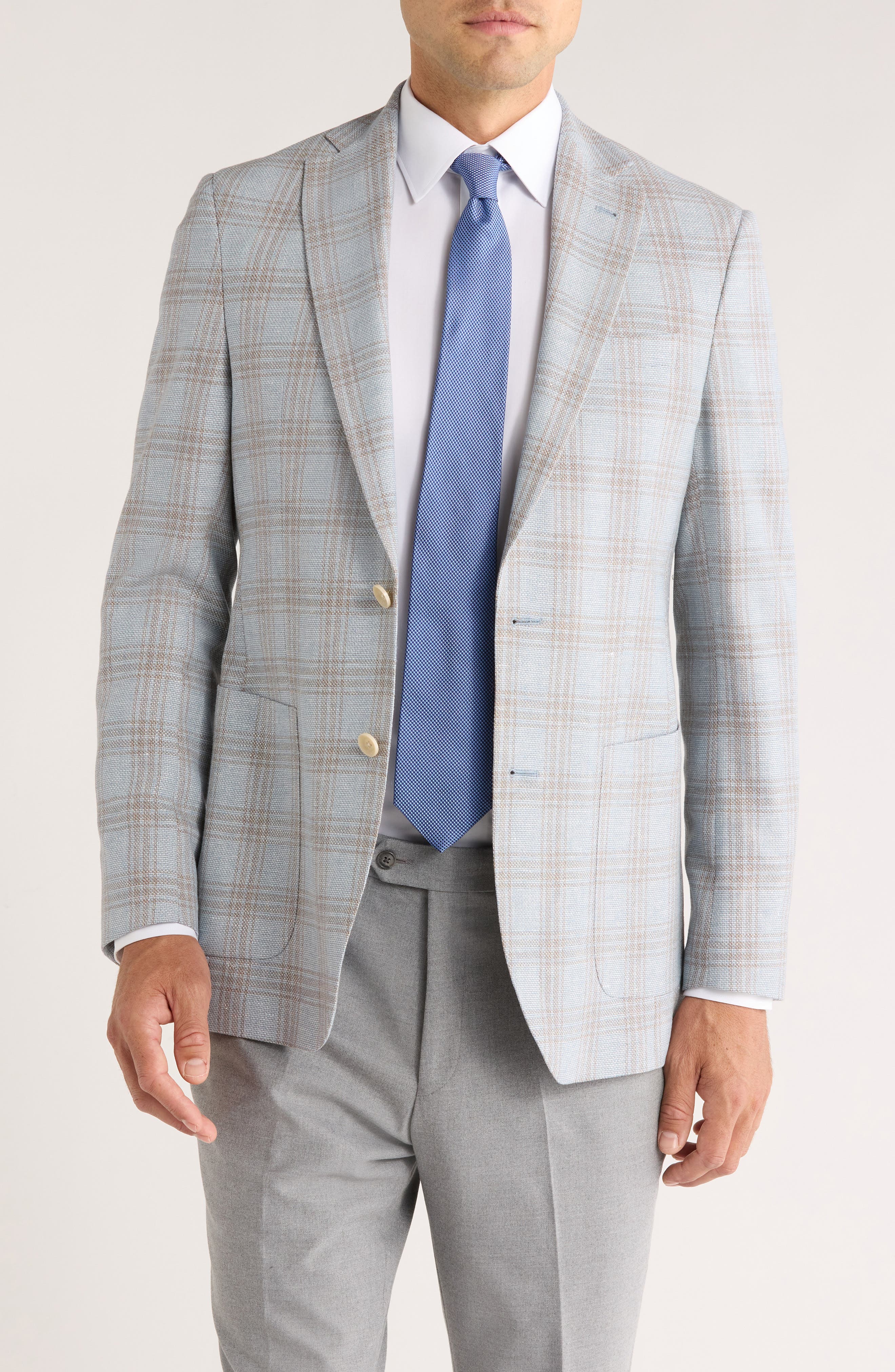 Jack Victor Hampton Plaid Wool & Linen Blend Sport Coat