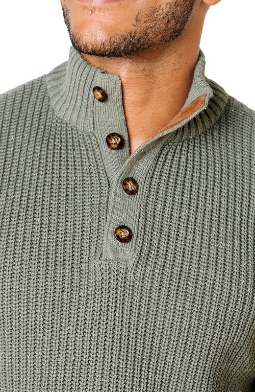 Hope & Henry Organic Mock Neck Cardigan Stitch Sweater In Green