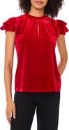 CeCe Velvet Flutter Sleeve Top