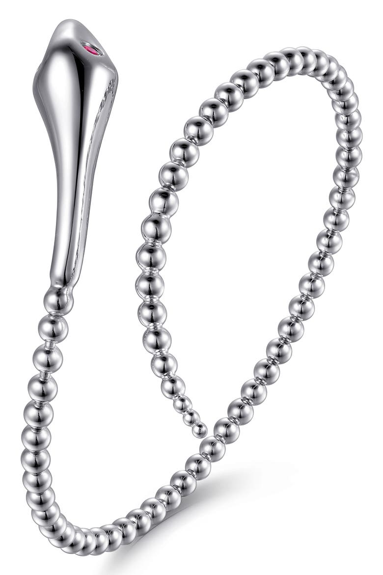 Ruby Snake Bujukan Bypass Bracelet, Alternate, color, STERLING SILVER