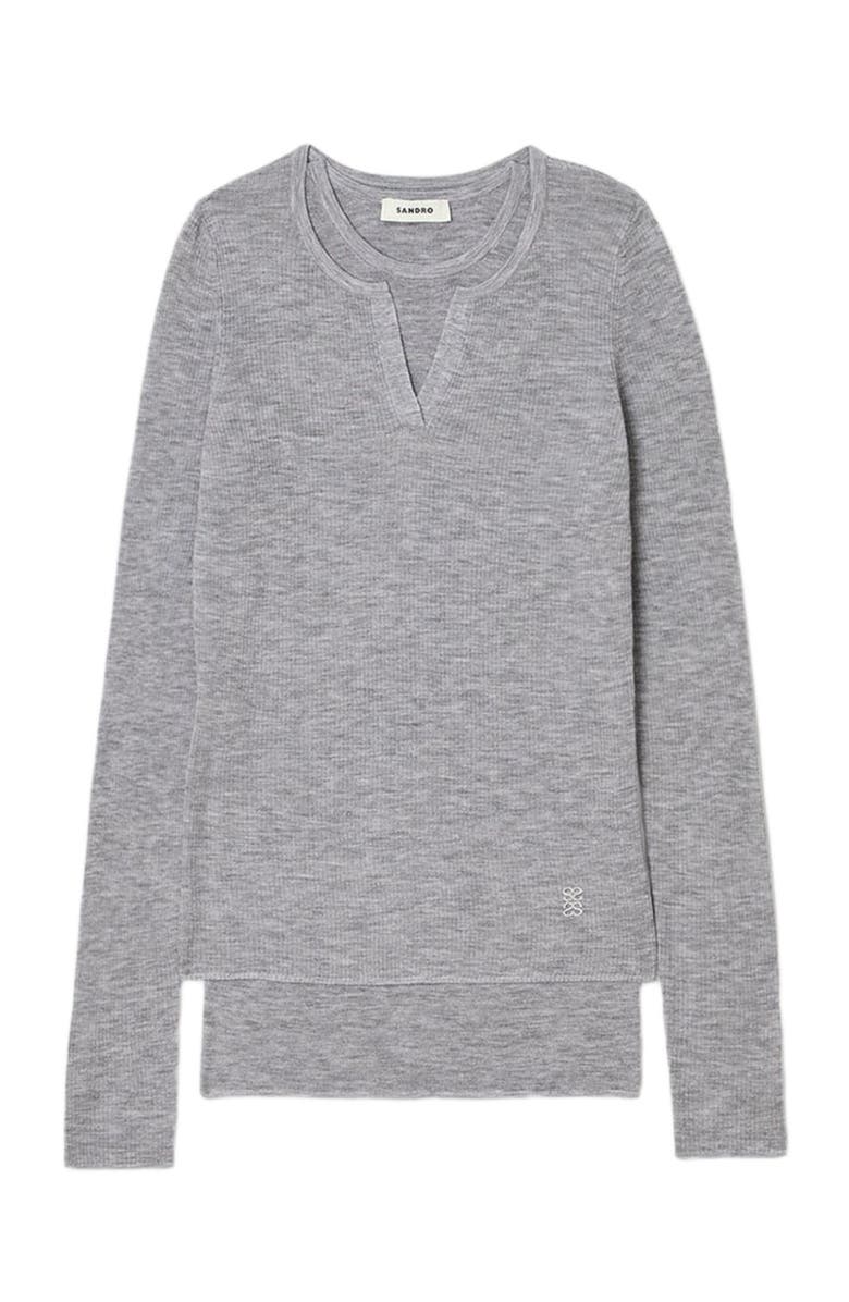 SANDRO Wool layered effect sweater, Alternate, color, Grey