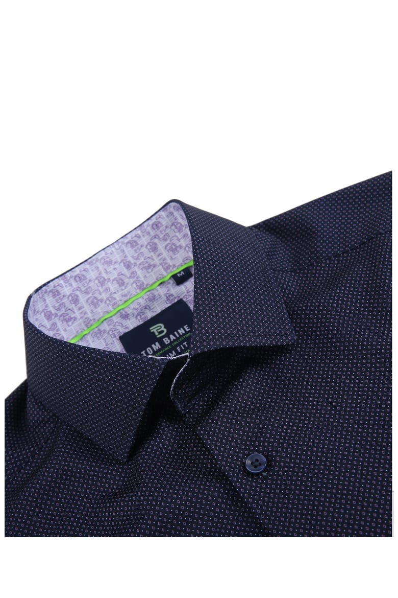 Slim Fit Performance Short Sleeve Button-Up Shirt, Alternate, color, NAVY