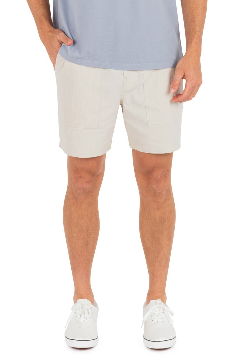 Volley Solid Cotton Drawstring Shorts, Main, color, BONE