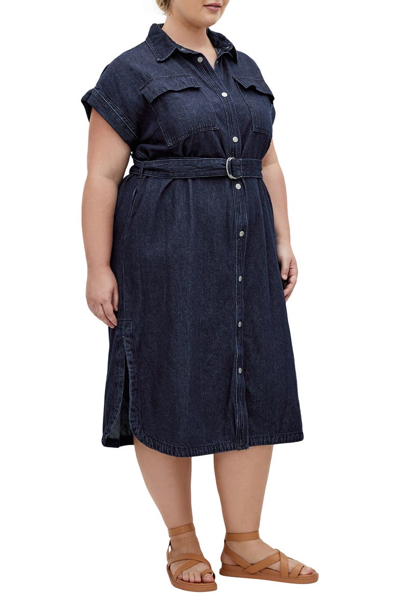 Matilda Denim Button-Up Shirtdress, Alternate, color, DENIM DARK