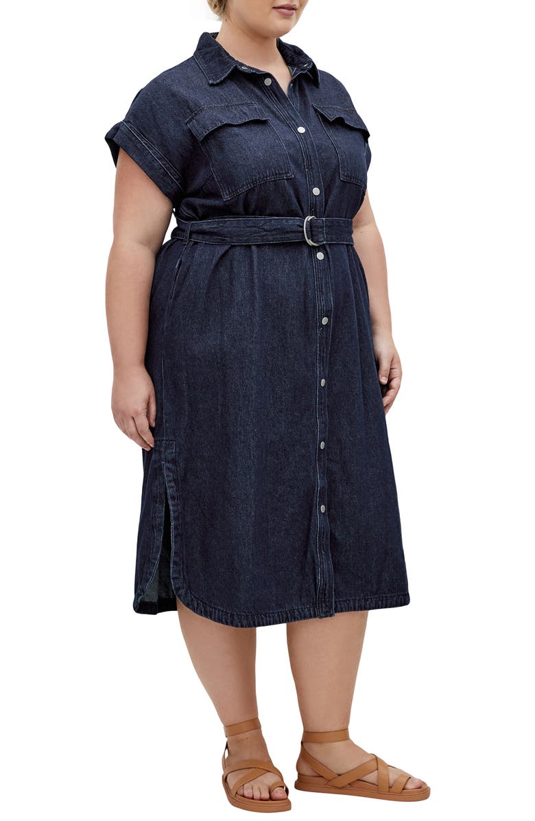City Chic Matilda Denim Button-Up Shirtdress, Alternate, color, 