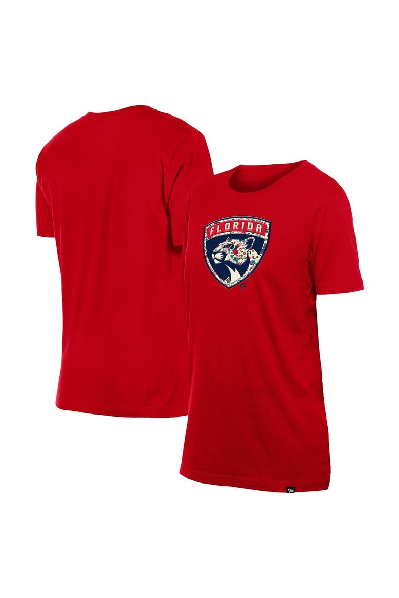 Women's New Era  Red Florida Panthers Glam Game Floral T-Shirt, Alternate, color, Red