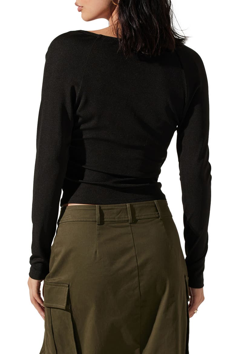 Sweetheart Faux Wrap Jersey Top, Alternate, color, BLACK