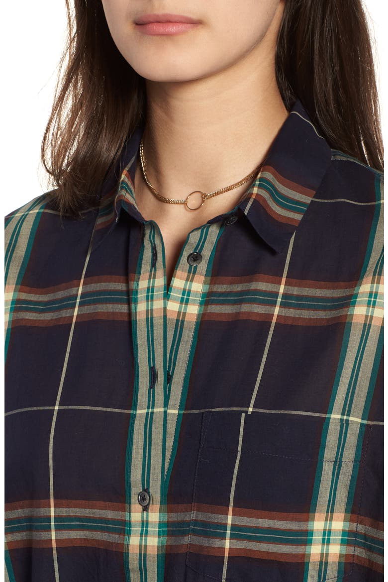 Oversize Ex-Boyfriend Plaid Shirt, Alternate, color, JADE GREEN