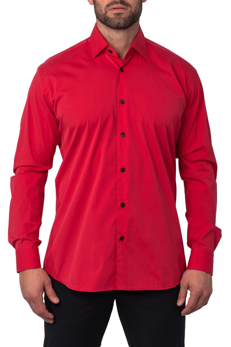 Fibonacci Joyce Red Regular Fit Solid Button-Up Shirt, Main, color, RED