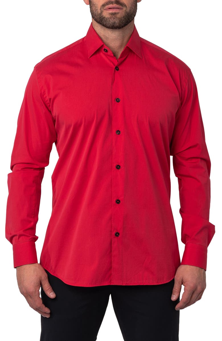 Maceoo Fibonacci Joyce Red Regular Fit Solid Button-Up Shirt, Main, color, 