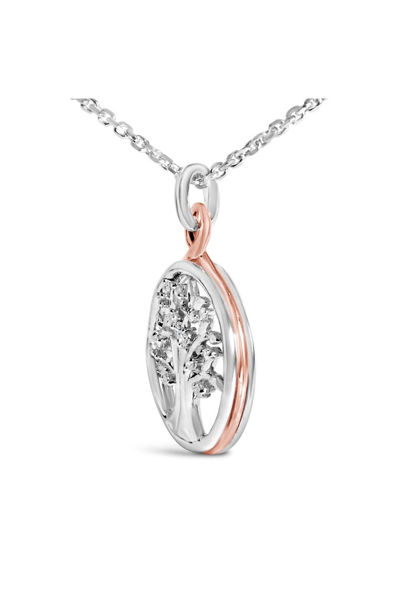 14K Rose Gold Plated Sterling Silver Diamond Accent Tree of Life Pendant Necklace, Alternate, color, White Gold over Silver
